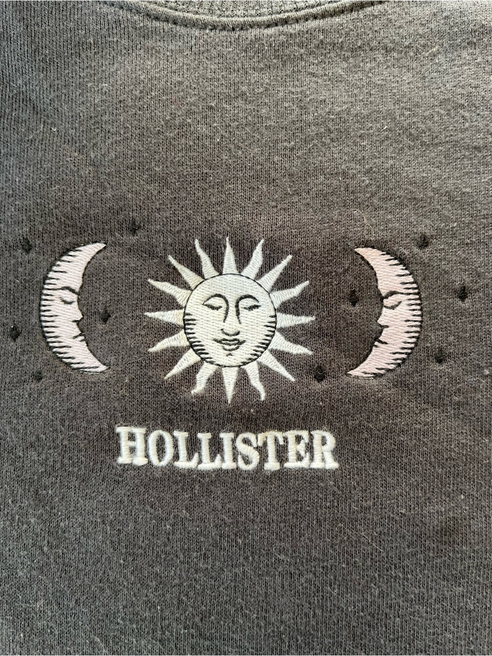 Hollister Sun & Moon Embroidered Tee - Charcoal - Picture 1 of 4